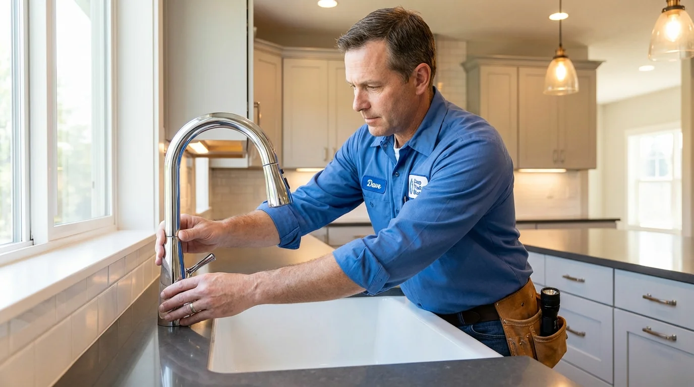 Kitchen faucet installation by Johns Plumbing LLC in Harvard