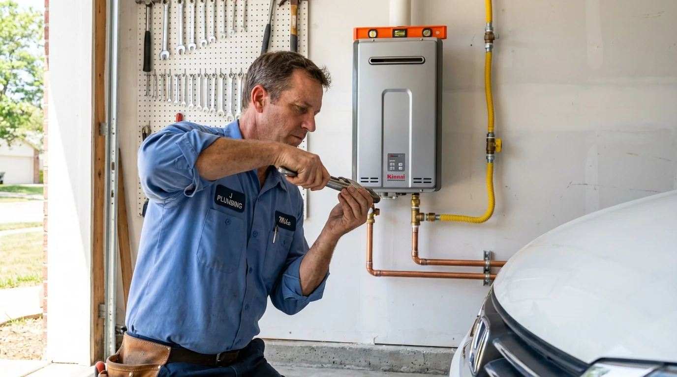 Tankless water heater installation by a Johns Plumbing LLC plumber in Harvard